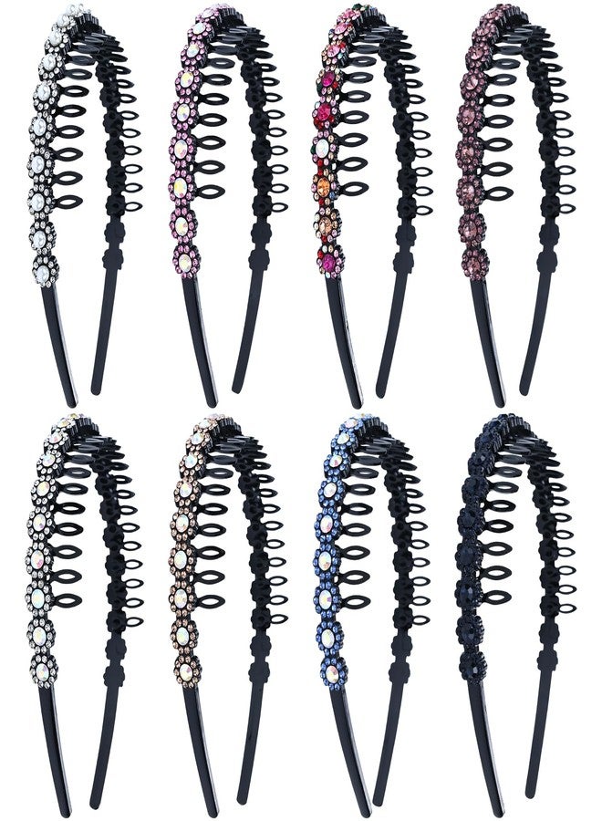 Dizila 8 Pieces Sparkly Pearl Rhinestone Crystal Plastic Headbands with Teeth Hair Hoops Bands Accessories for Women Girls (Set A) - Image 1