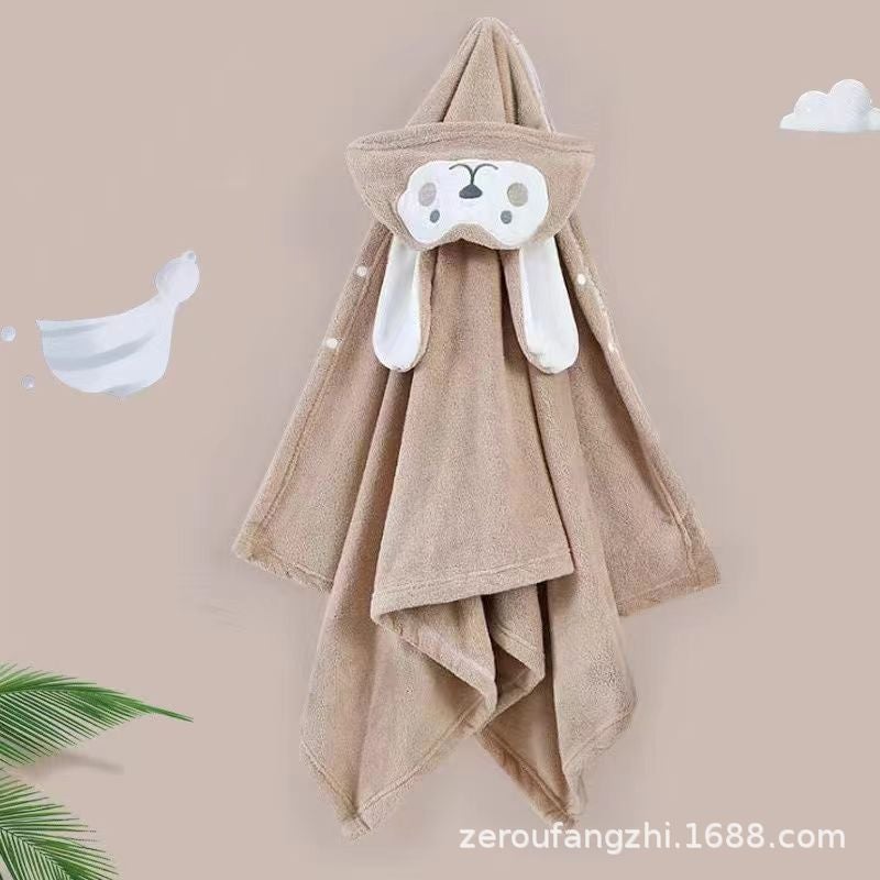 Coral Fleece Children'S Cloak Bath Towel Newborn Bath Wrap Square Baby Wrap Quilt Children'S Quilt - Image 1