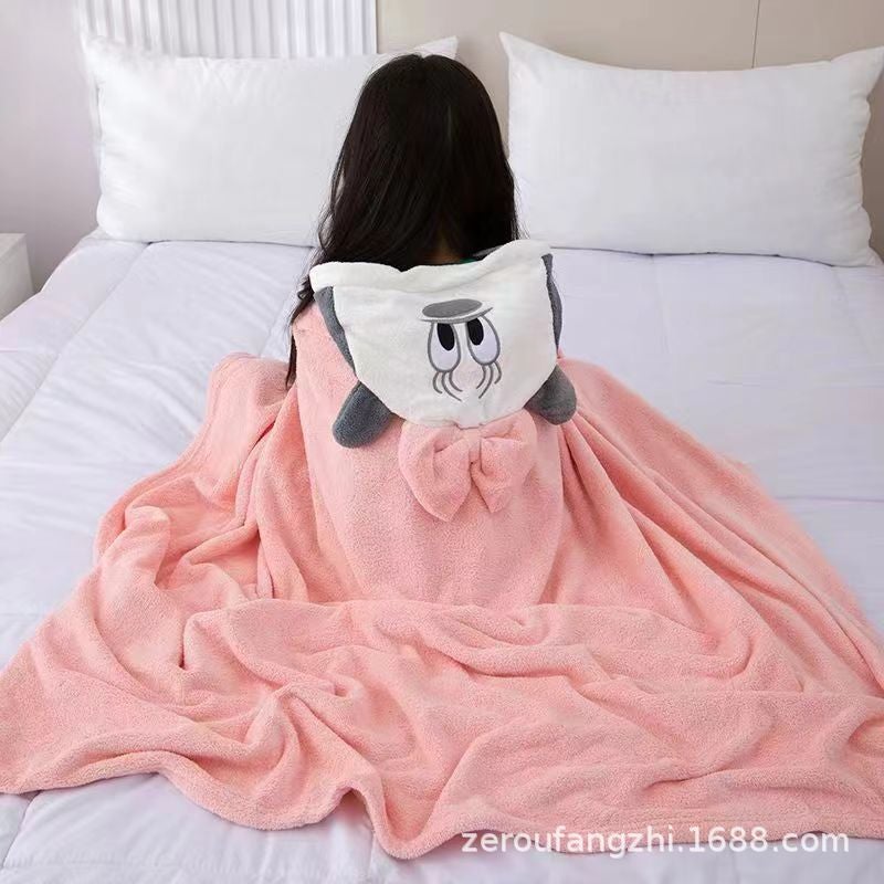 Coral Fleece Children'S Cloak Bath Towel Newborn Bath Wrap Square Baby Wrap Quilt Children'S Quilt - Image 3