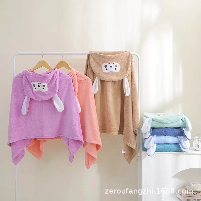 Coral Fleece Children'S Cloak Bath Towel Newborn Bath Wrap Square Baby Wrap Quilt Children'S Quilt - Image 5