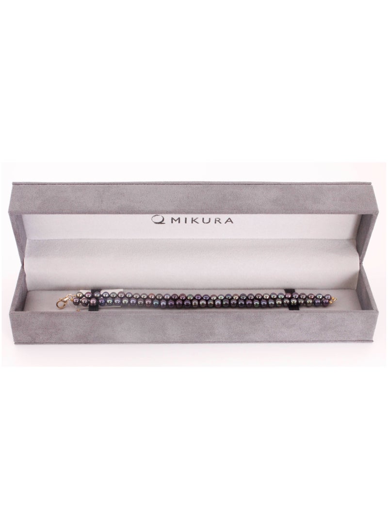 MIKURA Bracelet 2L 19cm, Freshwater Pearls, A Quality, Treated Black Color, 5.5-5.0MM, Agw 15.42Gms, 18KY  - Image 2
