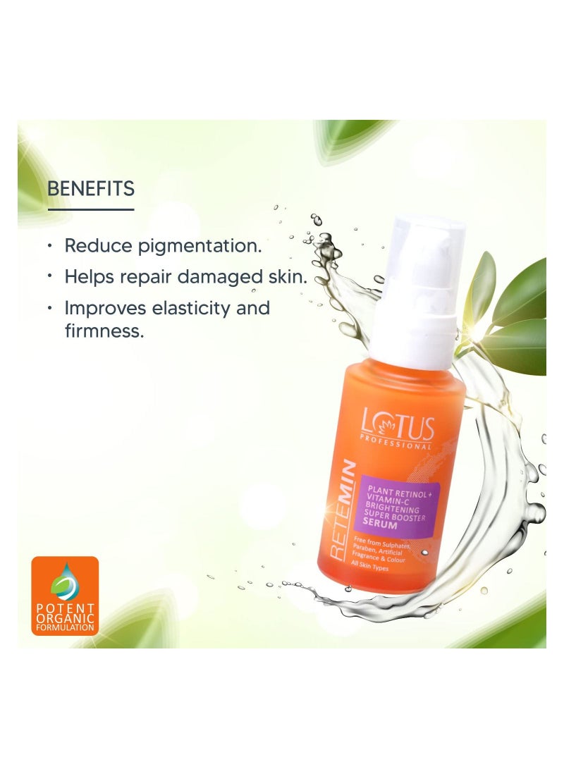 Lotus Professional Retemin Plant Retinol Vitamin C Brightening Super Booster Serum Whitening And Anti Ageing Acne Spots And Blemishes 30ml  - Image 3