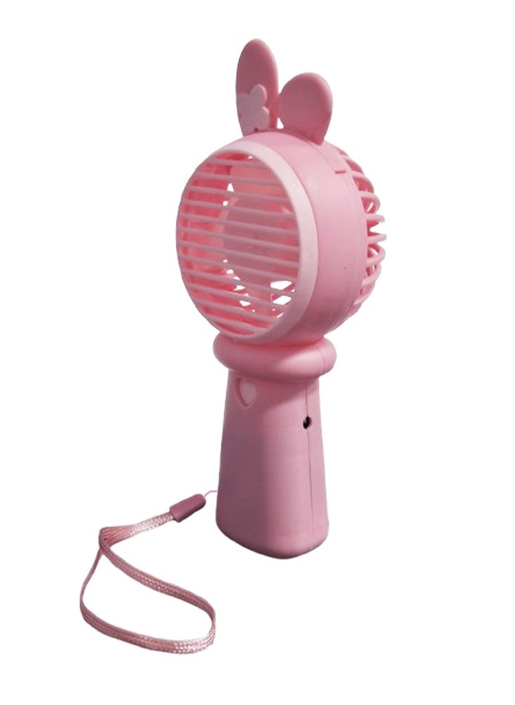 Generic - Mini handheld fan, Cute design decorated with ears and flower in the middle, small size and easy to carry by hand or put in bag, equipped with USB rechargeable battery, on/off button, one air speeds, nice gift for kids - Image 1