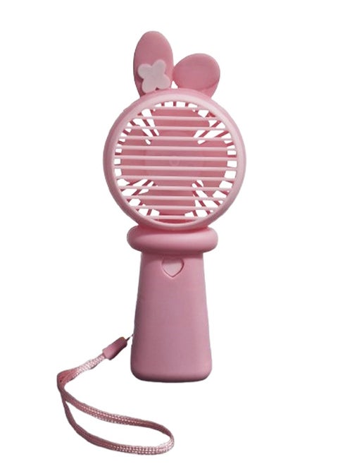 Mini handheld fan, Cute design decorated with ears and flower in the middle, small size and easy to carry by hand or put in bag, equipped with USB rechargeable battery, on/off button, one air speeds, nice gift for kids