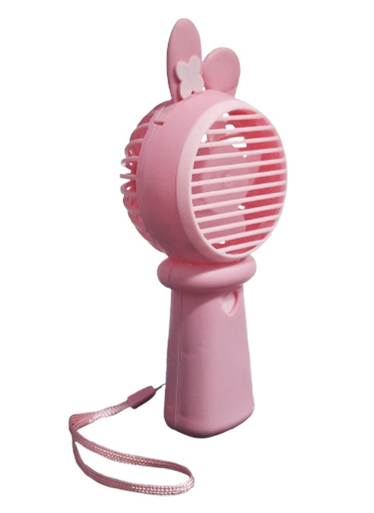 Generic - Mini handheld fan, Cute design decorated with ears and flower in the middle, small size and easy to carry by hand or put in bag, equipped with USB rechargeable battery, on/off button, one air speeds, nice gift for kids - Image 1