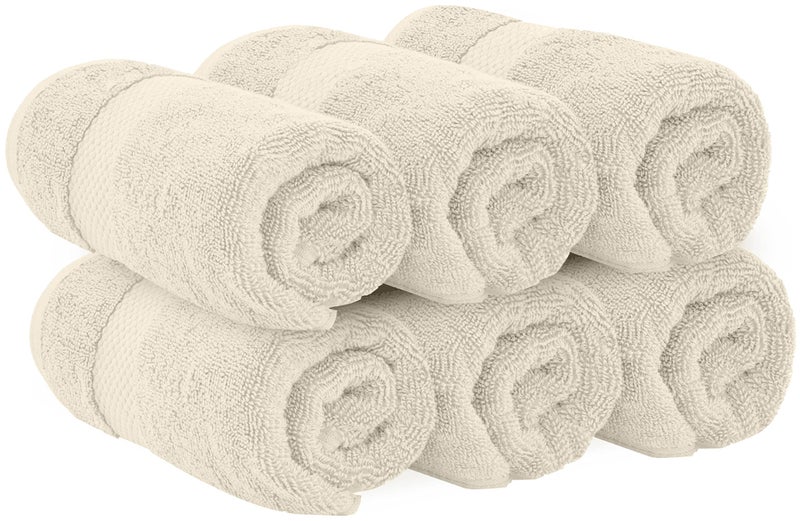 White Classic Luxury Ivory Hand Towels - Soft 100% Turkish Cotton | Highly Absorbent Hotel spa Bathroom Towel Collection | 16x30 Inch | Set of 6 - Image 3