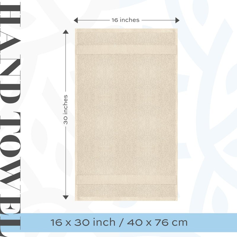 White Classic Luxury Ivory Hand Towels - Soft 100% Turkish Cotton | Highly Absorbent Hotel spa Bathroom Towel Collection | 16x30 Inch | Set of 6 - Image 4