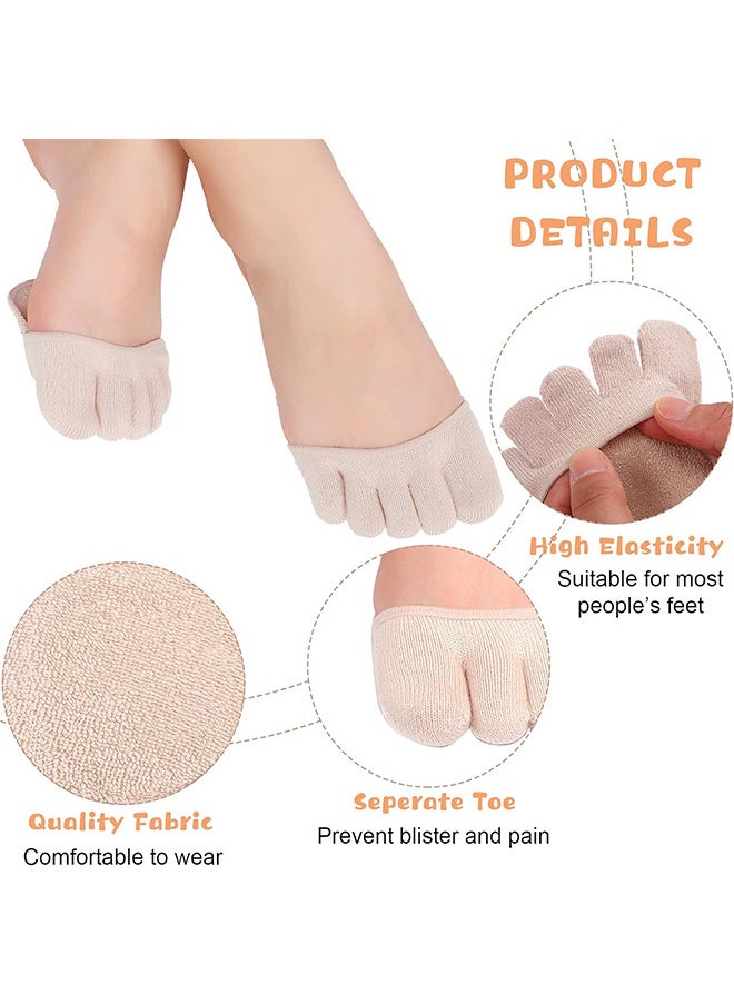 2 Pairs Toe Topper Socks - No Show Liner Socks Five Finger Half Socks Non-Slip Invisible Separated Socks