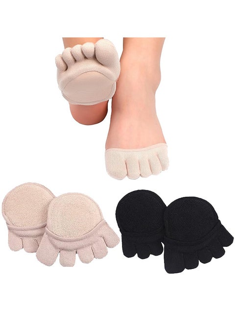2 Pairs Toe Topper Socks - No Show Liner Socks Five Finger Half Socks Non-Slip Invisible Separated Socks