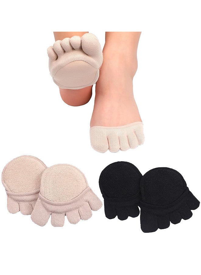 2 Pairs Toe Topper Socks - No Show Liner Socks Five Finger Half Socks Non-Slip Invisible Separated Socks