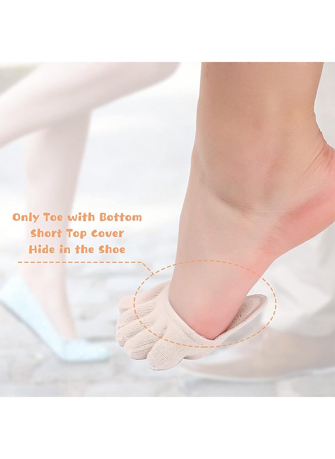 2 Pairs Toe Topper Socks - No Show Liner Socks Five Finger Half Socks Non-Slip Invisible Separated Socks