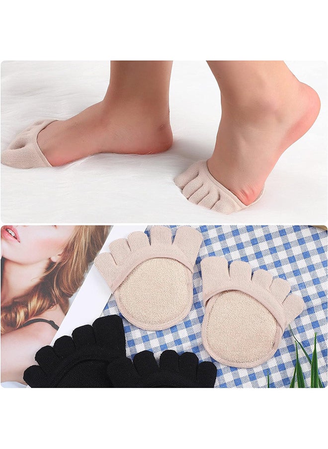 2 Pairs Toe Topper Socks - No Show Liner Socks Five Finger Half Socks Non-Slip Invisible Separated Socks