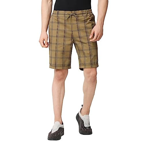 Thomas Scott Men's Checkered Slim Fit Shorts Beige - Image 1