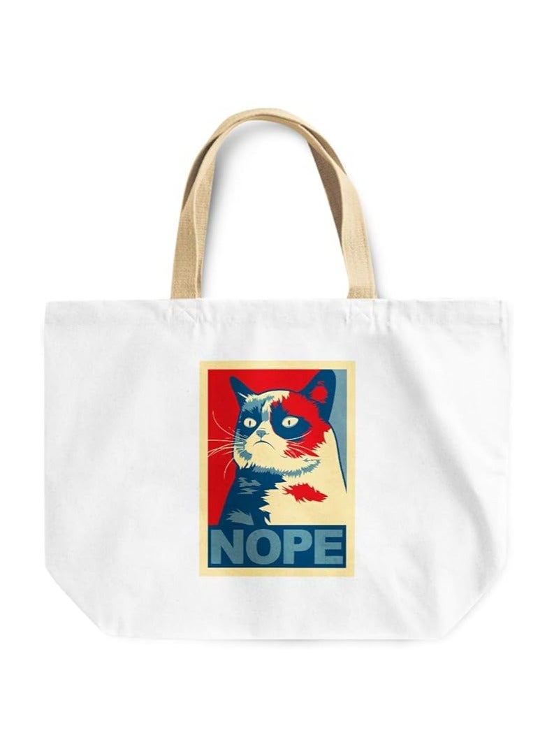 Classic Grumpy Cat Nope Beach Tote Bag