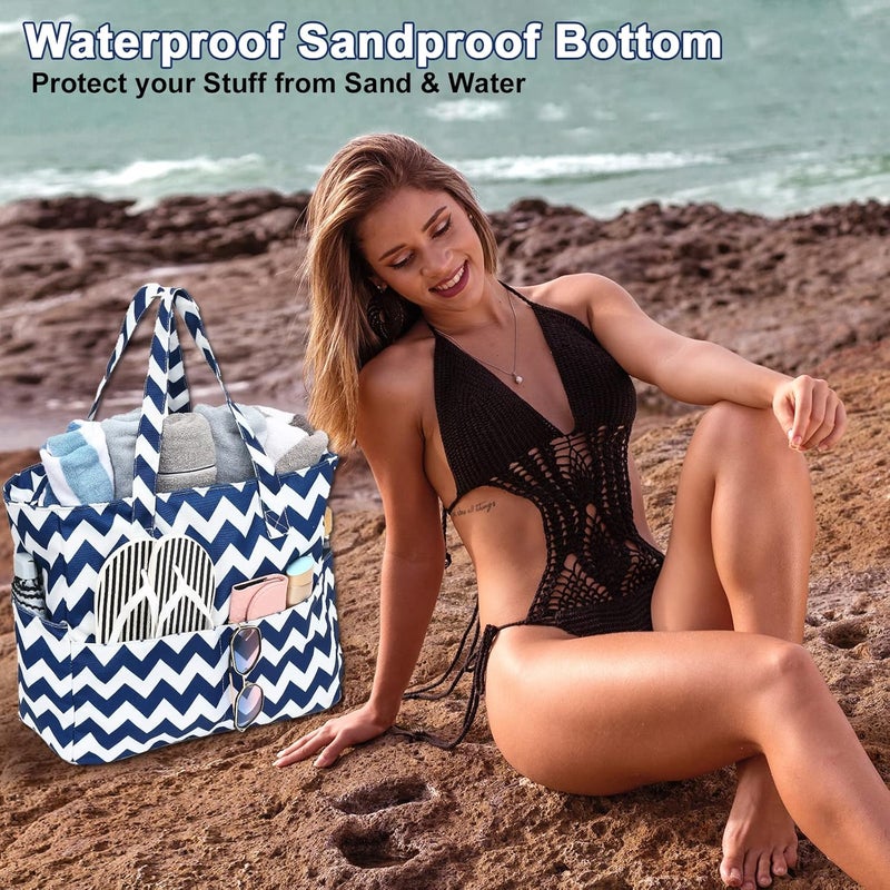 BLUBOON Waterproof Beach Tote Pool Bags for Women Ladies Extra Large Carry On Bag With Wet Compartment for Weekender Travel - Image 3