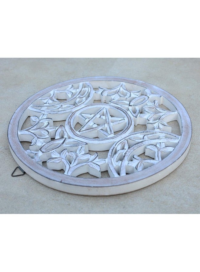 DharmaObjects Handcrafted Triple Moon Pagan And Wiccan Wall Décor Hanging Art (White) - Image 4