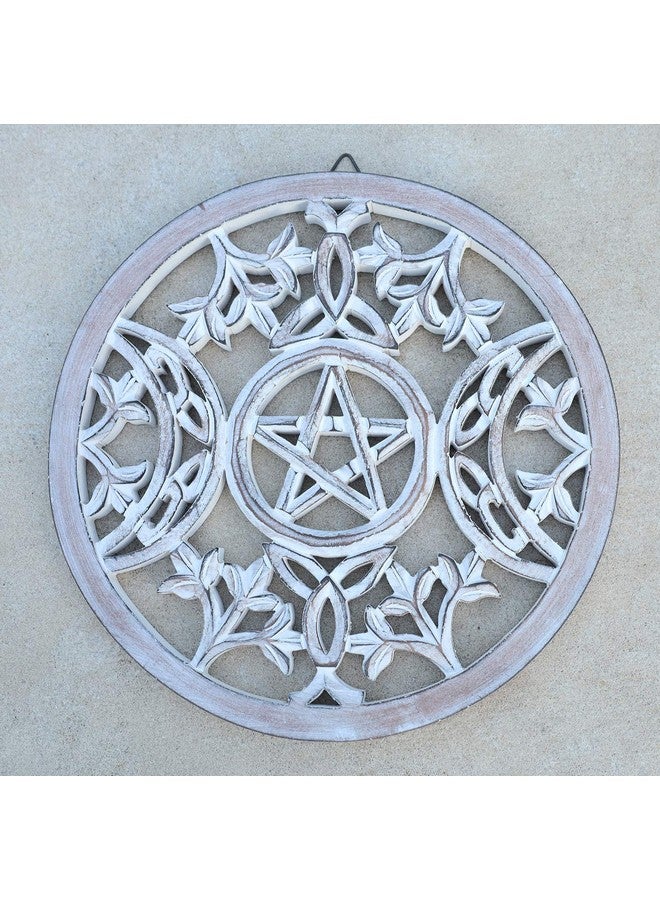 DharmaObjects Handcrafted Triple Moon Pagan And Wiccan Wall Décor Hanging Art (White) - Image 2
