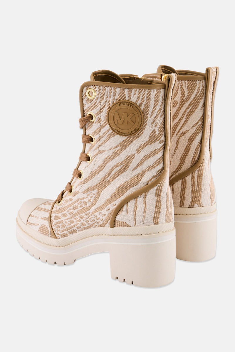 Michael Kors Women Medium Corey Calf Length Boots, Cream/Brown  - Image 2