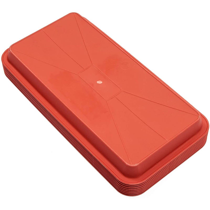 Juvale Rectangular Plastic Plant Tray - Plant Water Tray for Indoors & Outdoors - Built-in Drainage & Drip Catcher - Saucer for Seedlings & Small Pots - 8-Pack, Terracotta Red, 6.5 x 12 in - Image 5