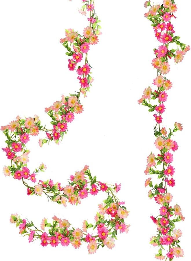 HO2NLE 2 Pack Silk Flower Garland Artificial Sunflower Garland Fake Hanging Vines with Daisy Flowers for Wall Home Party Wedding Indoor Outdoor Spring Decor - Image 1