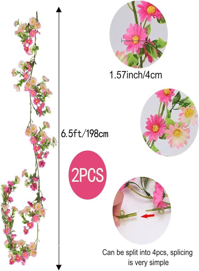 HO2NLE 2 Pack Silk Flower Garland Artificial Sunflower Garland Fake Hanging Vines with Daisy Flowers for Wall Home Party Wedding Indoor Outdoor Spring Decor - Image 2