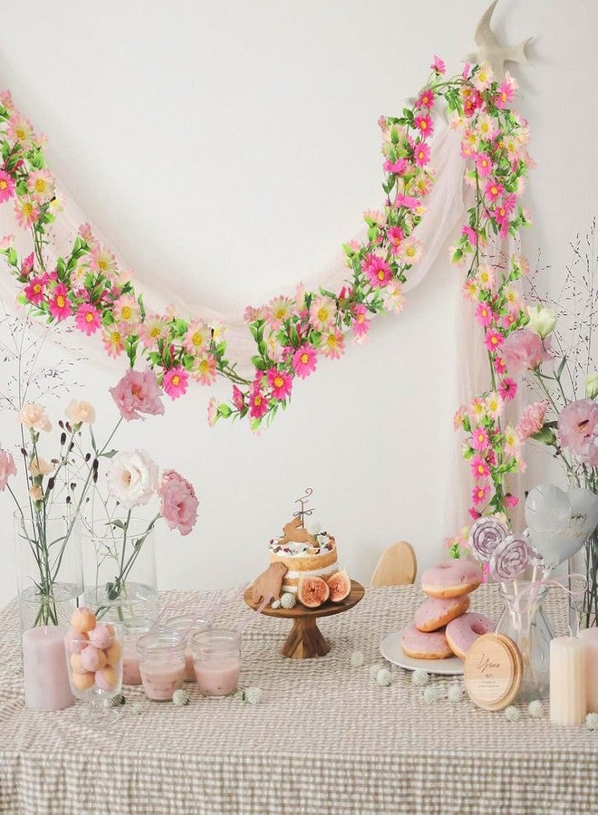 HO2NLE 2 Pack Silk Flower Garland Artificial Sunflower Garland Fake Hanging Vines with Daisy Flowers for Wall Home Party Wedding Indoor Outdoor Spring Decor - Image 3