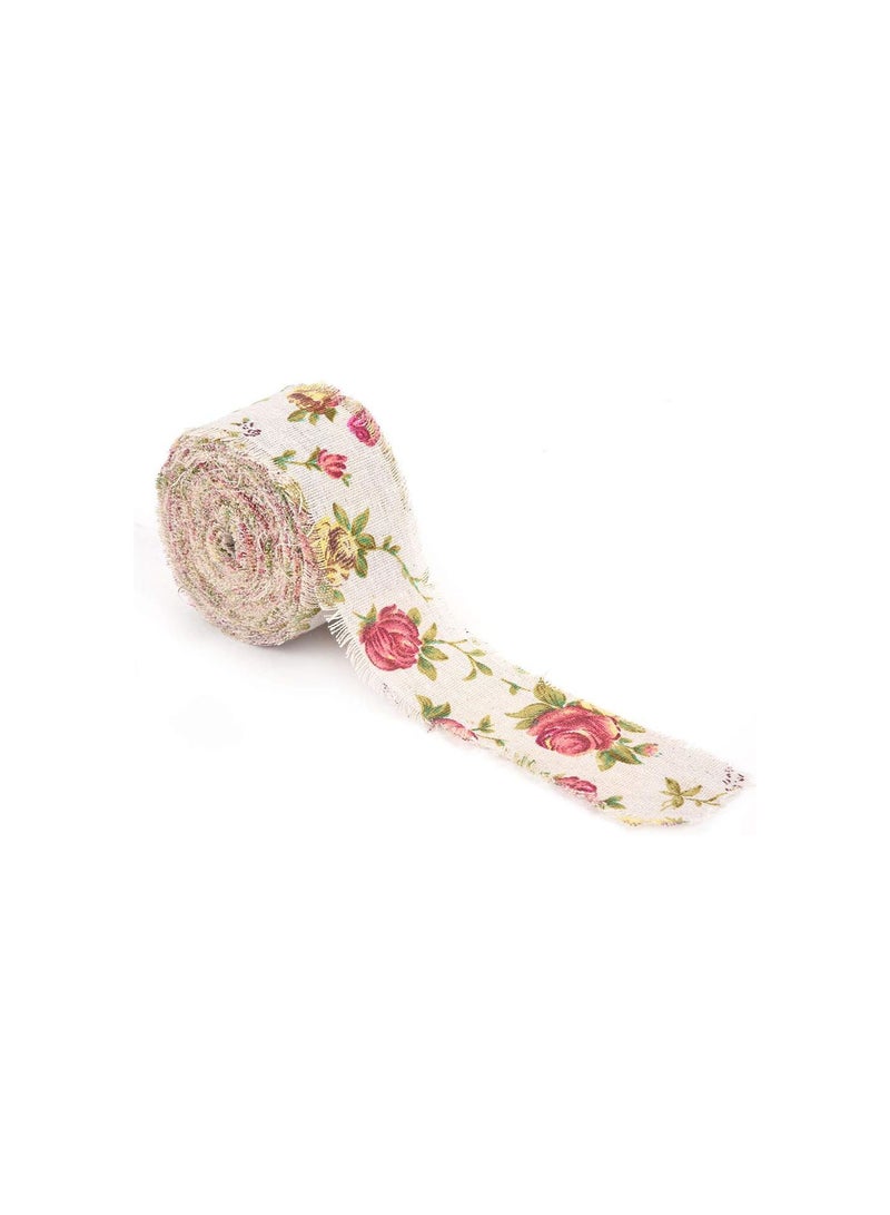 GGOOT Burlap Ribbon, 10m DIY Natural Burlap Ribbon Rolls or Printed Rose Flower Burlap Ribbon Hessian Jute Belt Strap Decoration for Wedding, Birthday Party  - Image 5