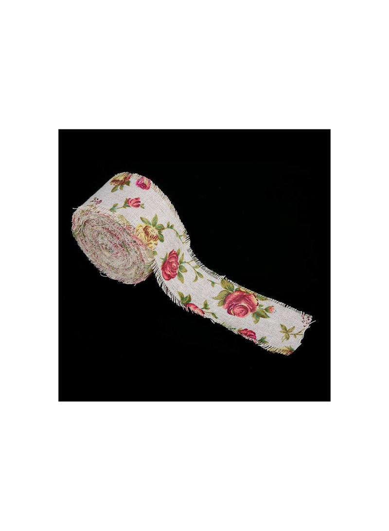 GGOOT Burlap Ribbon, 10m DIY Natural Burlap Ribbon Rolls or Printed Rose Flower Burlap Ribbon Hessian Jute Belt Strap Decoration for Wedding, Birthday Party  - Image 4