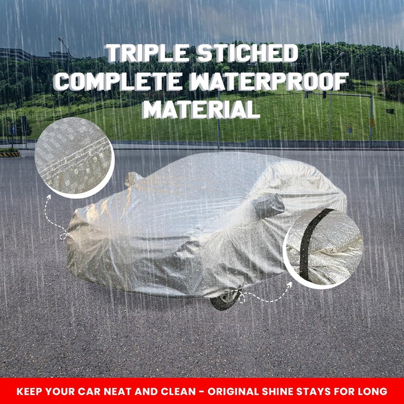 Autofact City Idtech Waterproof Car Cover with Mirror Pockets, Shinning Silver Design, Non Woven Fabric,Triple Stitched, Compatible with Honda City Idtech Car Cover (2014 to 2019), Car Accessories - Image 2