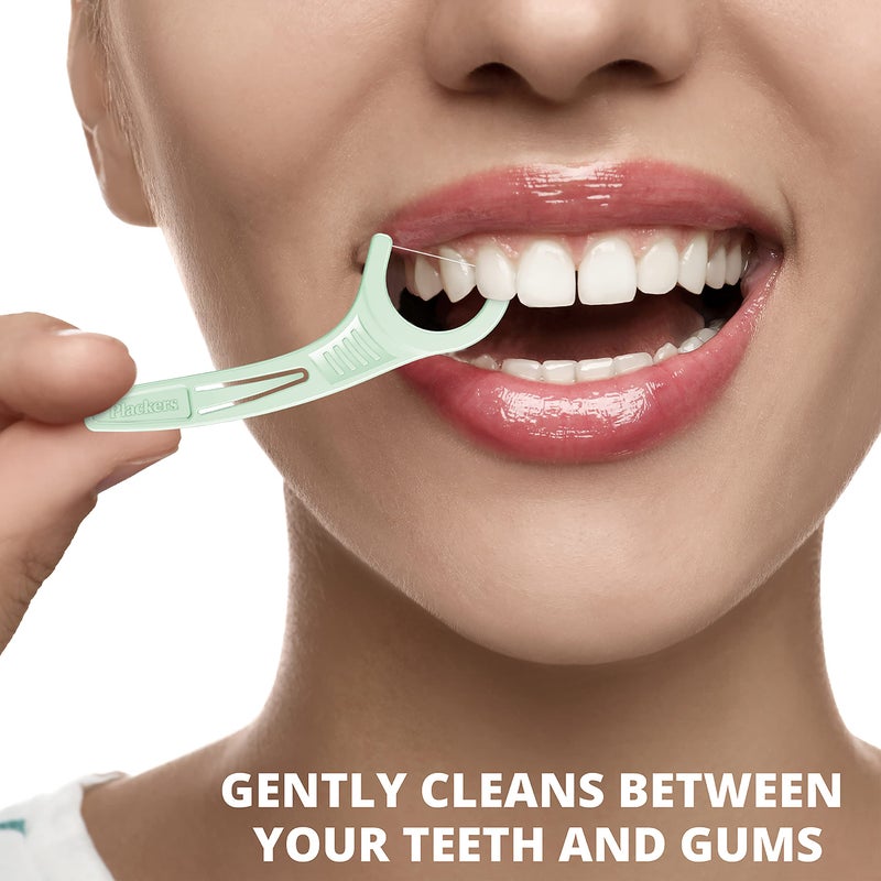 Plackers خيوط تنظيف الأسنان من بلاكرز ميكرو بالنعناع، مصنوعة من سوبر تافلوس، عود قابل للطي محمي، سهل الاستخدام، نعناع بارد، أخضر، مغلف بشكل فردي، 500 قطعة - Image 5