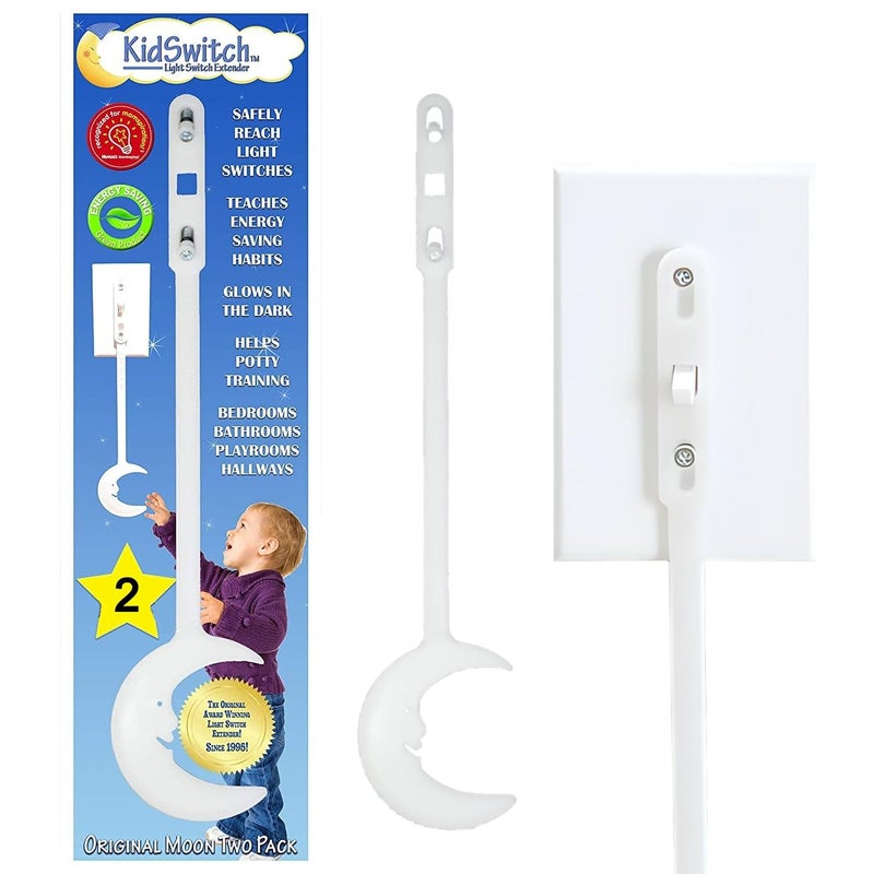 Kidswitch Light Switch Extender for Kids - Award Winning, Easy Grab Handle, Glow-in-The-Dark (Original, 2 Pack) - Image 1
