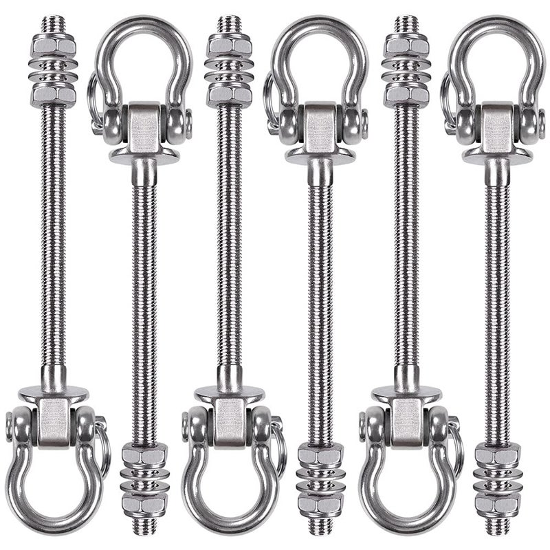 BeneLabel 6Pcs Wood Beam  IBeam Hanger Permanent Antirust Stainless Steel Heavy Duty Swing Hooks Yoga Hammock Chair Sandbag Swing Sets Hardware 180 Swing 7 x M25 - Image 2