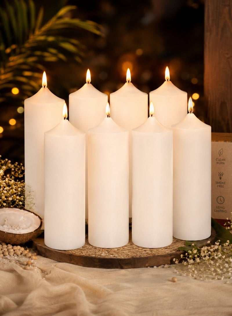 Ivory White Pillar Candles Set of 8, 10 Inch Tall Decorative Candles, Long Lasting Dripless Clean Burning Candles for Wedding Decor, Home Decoration, Romantic Dinner, Spa, Bedroom, Bathroom & Living Room - Image 2