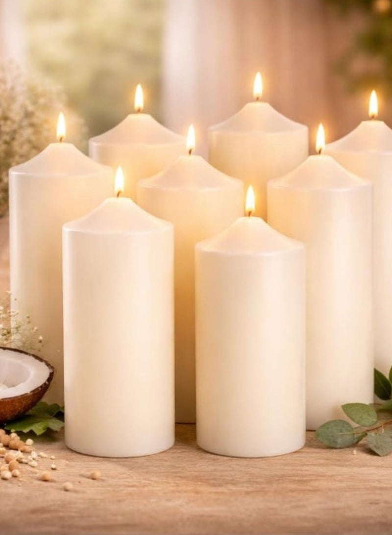 Ivory White Pillar Candles Set of 8, 10 Inch Tall Decorative Candles, Long Lasting Dripless Clean Burning Candles for Wedding Decor, Home Decoration, Romantic Dinner, Spa, Bedroom, Bathroom & Living Room - Image 4