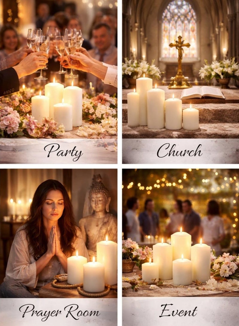 Ivory White Pillar Candles Set of 8, 10 Inch Tall Decorative Candles, Long Lasting Dripless Clean Burning Candles for Wedding Decor, Home Decoration, Romantic Dinner, Spa, Bedroom, Bathroom & Living Room - Image 5