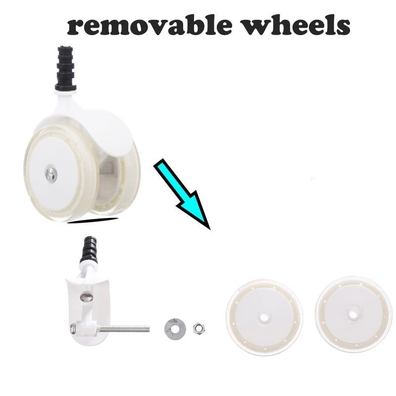 WYI Baby Walker Wheels Replacement Parts, 2'' Plastic Rubber Wheels Casters, Removable, Safe for All Floors,Set of 4 (Green) - Image 2