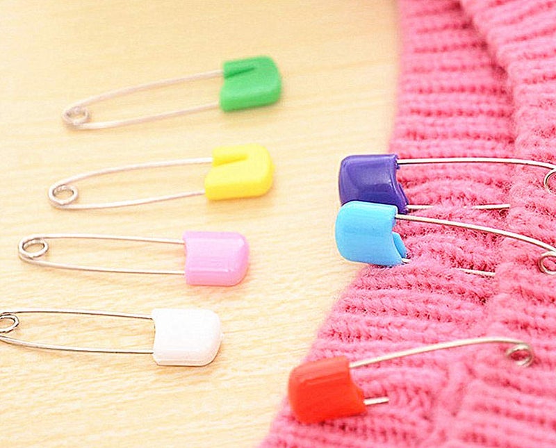 Kinteshun Baby Safety Pins Kid Secure Clips Diaper Bib Nappy Pin With Safe Lock(50Pcs 1.6 Inches 7 Assorted Candy Colors) - Image 5