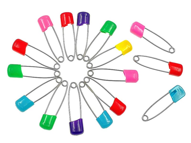 Kinteshun Baby Safety Pins Kid Secure Clips Diaper Bib Nappy Pin With Safe Lock(50Pcs 1.6 Inches 7 Assorted Candy Colors) - Image 1