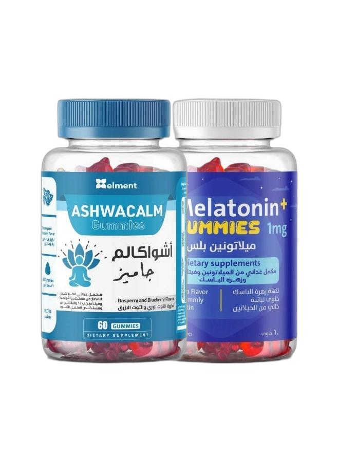 ايلمينت باقة الاسترخاء والنوم من ايلمينت عبوة أشوكالم جاميز مع عبوة ميلاتونين بلس - Image 1