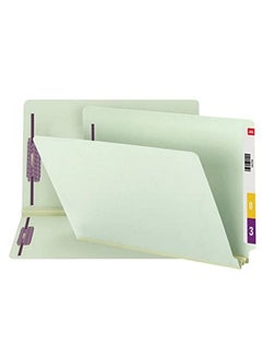 Smead End Tab Pressboard Fastener File Folder With Safeshield Fasteners 2 Fasteners 2" Expansion Legal Size Gray Green 25 Per Box (37715)  - Image 1
