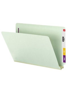 Smead End Tab Pressboard Fastener File Folder With Safeshield Fasteners 2 Fasteners 2" Expansion Legal Size Gray Green 25 Per Box (37715)  - Image 5