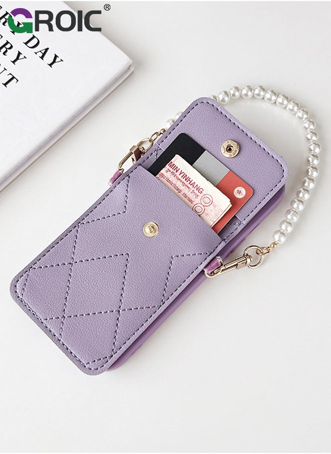 GROIC Compatible for iPhone 15 Pro Max 6.7 Inch Case with Credit Card Holder Crossbody Wallet, Leather Luxury Flip Protective Phone Case with Card Holder, Removable Fashionable Shoulder & Wristlet Strap  - Image 3
