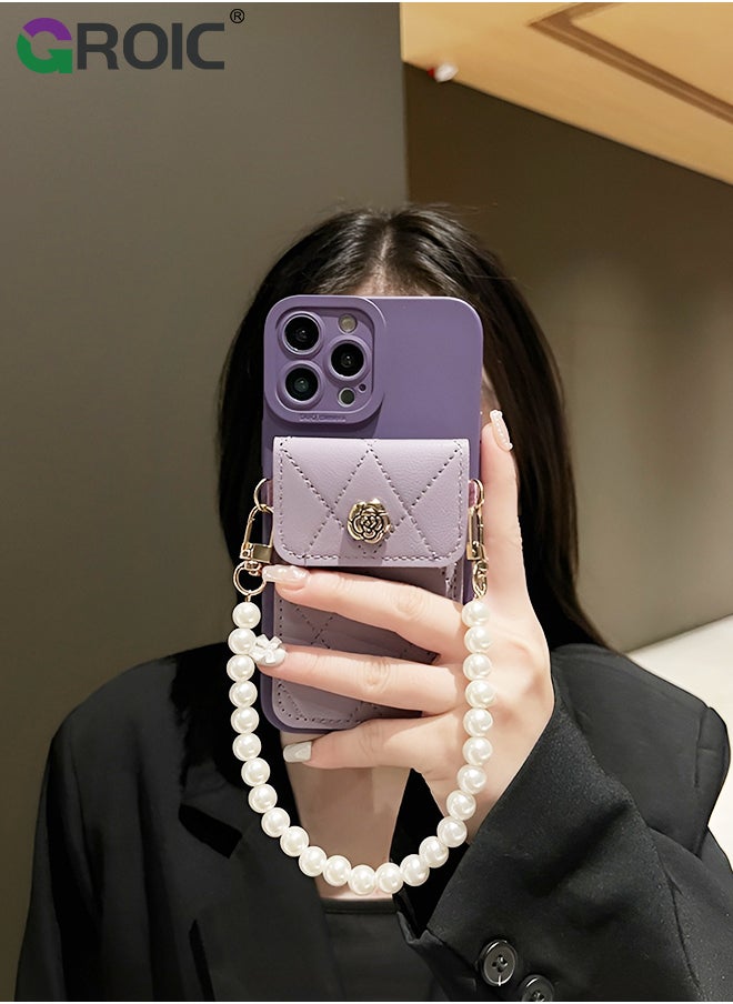 GROIC Compatible for iPhone 15 Pro Max 6.7 Inch Case with Credit Card Holder Crossbody Wallet, Leather Luxury Flip Protective Phone Case with Card Holder, Removable Fashionable Shoulder & Wristlet Strap  - Image 5