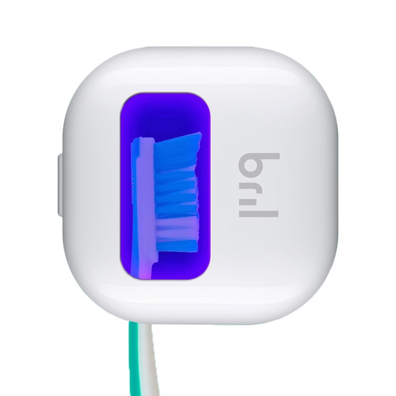 Bril UVC Toothbrush Sanitizer Portable Cleaner Travel Cover Magnetic Holder and Rechargeable Case for Any Size Toothbrush White