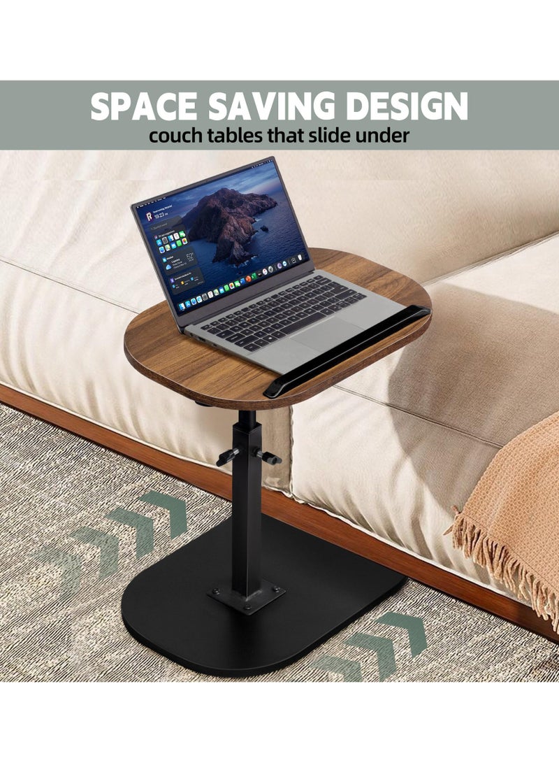 XiuWoo Adjustable Height C Shaped End Table,Desk Top-360° Swivel Tray Tables,0-90° Tiltable Laptop Table,with Detachable Baffle Couch Side Table,Bed Side Table,TV Dinner Table,Walnut - Image 5