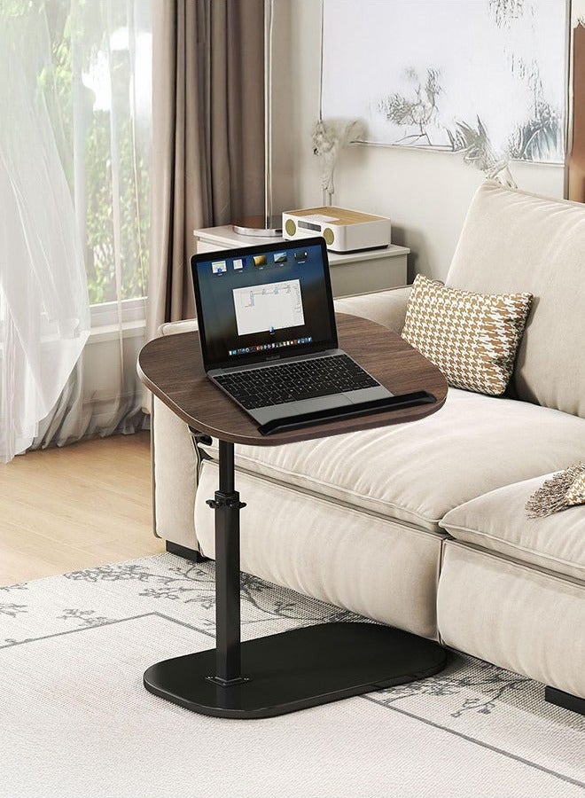 XiuWoo Adjustable Height C Shaped End Table,Desk Top-360° Swivel Tray Tables,0-90° Tiltable Laptop Table,with Detachable Baffle Couch Side Table,Bed Side Table,TV Dinner Table,Walnut - Image 1
