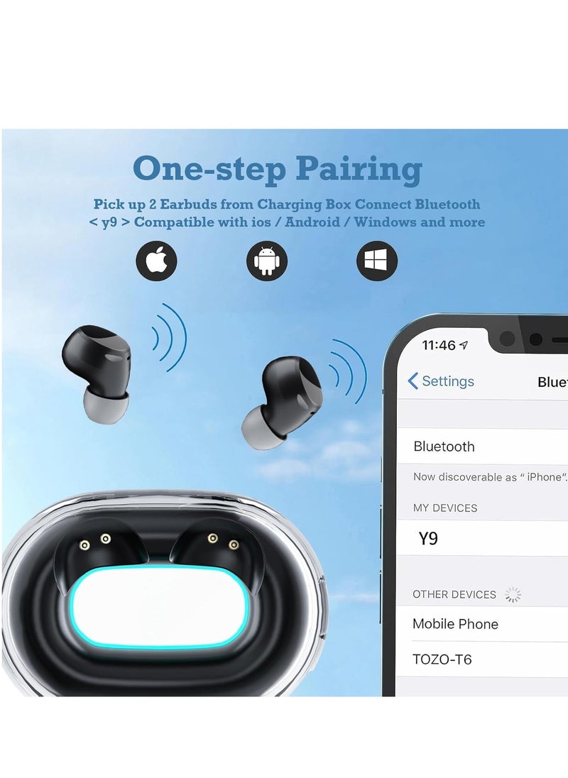 Y9 Mini Small Bluetooth Earplugs Invisible Wireless Suitable for Small Ear Canals Low-key Minimum Sleep Micro Invisible Earplugs Small Ears Waterproof, Ultra-long Battery Life, Call Function, Voice Control, Support Music, Sleep Mode, E-sports Low Latency