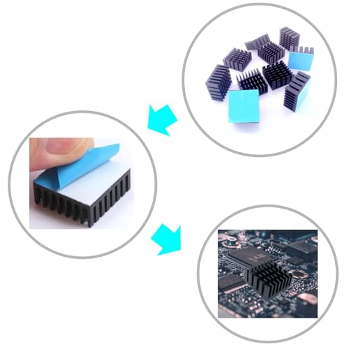 Easycargo 10pcs 20mm Heatsink Kit 20x20x10mm + 3M 8810 Thermal Conductive Adhesive Tape, Cooler Heat Sink for Cooling GPU IC Chips VRAM VGA RAM (20mmx20mmx10mm) - Image 4
