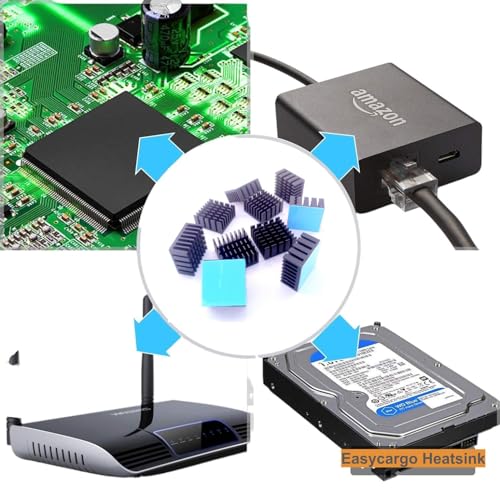Easycargo 10pcs 20mm Heatsink Kit 20x20x10mm + 3M 8810 Thermal Conductive Adhesive Tape, Cooler Heat Sink for Cooling GPU IC Chips VRAM VGA RAM (20mmx20mmx10mm) - Image 5