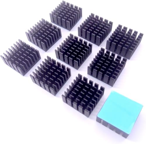 Easycargo 10pcs 20mm Heatsink Kit 20x20x10mm + 3M 8810 Thermal Conductive Adhesive Tape, Cooler Heat Sink for Cooling GPU IC Chips VRAM VGA RAM (20mmx20mmx10mm) - Image 2